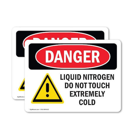 Signmission Liquid Nitrogen Do Not Touch Extremely Cold Danger Sign, Vinyl Decal, 7in W x 5in L, 2PK OS-2PACK-DS-D-57-L-1422
